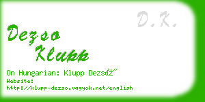 dezso klupp business card